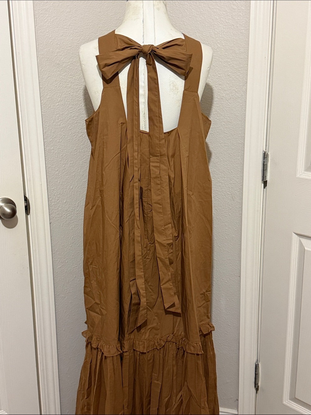 JOSLIN Adrianna Ruffled Organic Cotton-Poplin Maxi Dress Square Neck - Picture 9 of 11